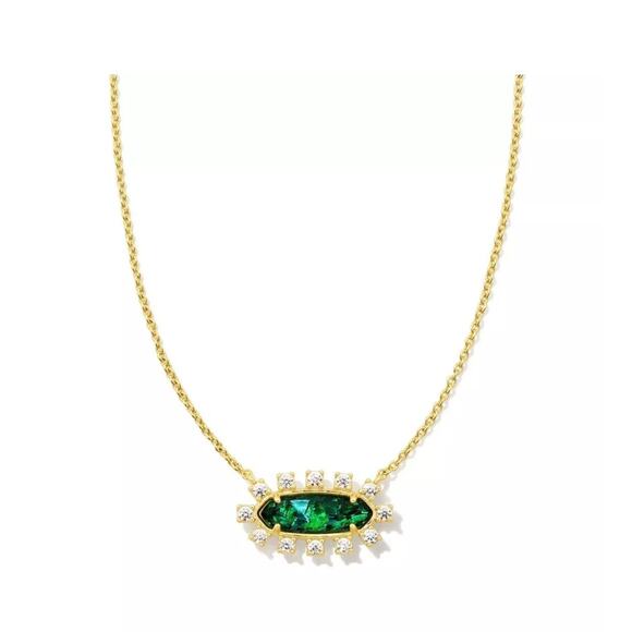 Kendra Scott Jewelry - Kendra Scott Eva Framed Teal Glass Pendant Necklace NEW